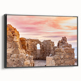 Black and white framed canvas of a vintage-style Middle Eastern landscape, ideal for bedroom wall art.