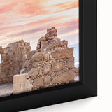 Extra large framed canvas featuring a textured black wall art scene of a Middle Eastern landscape.