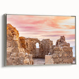 Framed canvas featuring a vintage-style landscape painting of a Middle Eastern scene, with muted earth tones.