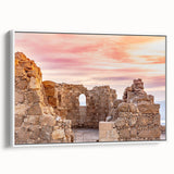Vintage poster art featuring a scenic Middle Eastern landscape on a large framed canvas, ideal for living room decor.