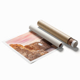 Extra large rolled print depicting a floral scene in muted earth tones, ideal for classy bathroom wall art.