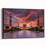 Black and white framed canvas featuring a vintage-style landscape of Oman, ideal for bedroom wall decor.