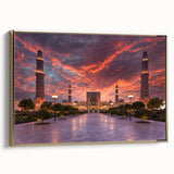 Framed canvas landscape painting of a Middle-Eastern scenery in gold and black tones, suitable for bedroom wall art.