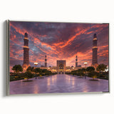 Framed canvas depicting a colorful Middle Eastern landscape, ideal for adding a vintage touch to any room.