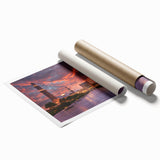 Extra large rolled print of a Middle Eastern desert scene in muted earth tones, ideal for classy bathroom wall art.