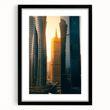 Extra large textured abstract art print featuring colorful, swirling patterns, encased in a black frame with mat.