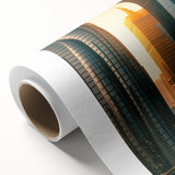 Art deco poster of Qatar scenery on rolled canvas, displaying soft pastel hues, ideal for nursery wall art.
