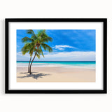 Colorful abstract art print of oceanic scenery in vibrant blue and orange tones, textured on extra large canvas.