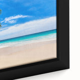 Black framed canvas featuring a textured, colorful abstract design, ideal for extra large wall art in living rooms.