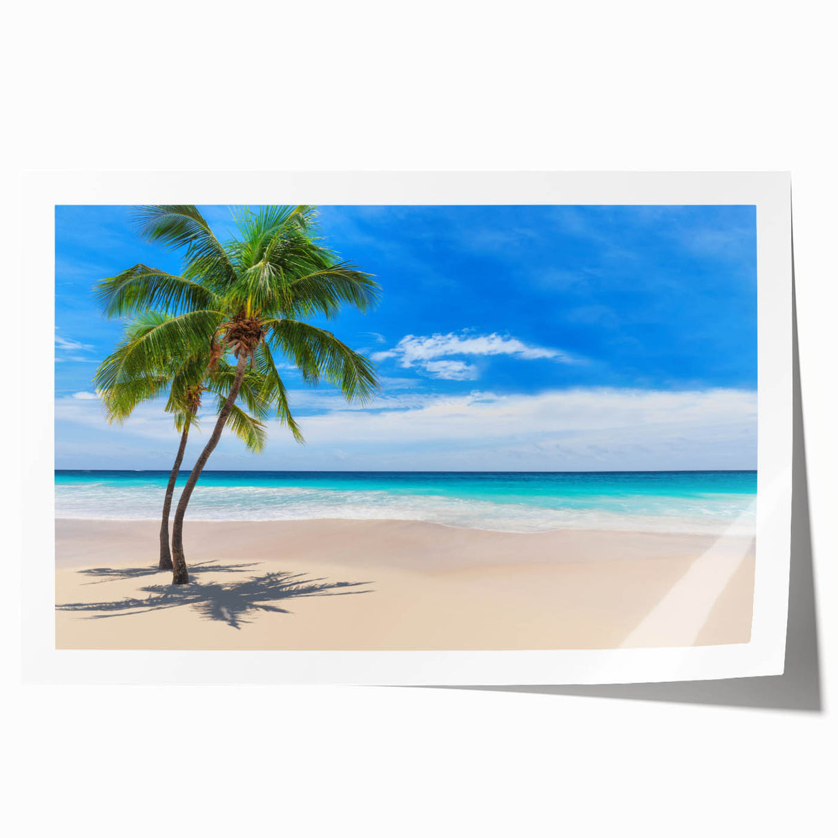 Extra large rolled print of a serene Fiji scenery with vibrant blue and green tones, ideal for art wall dining room.