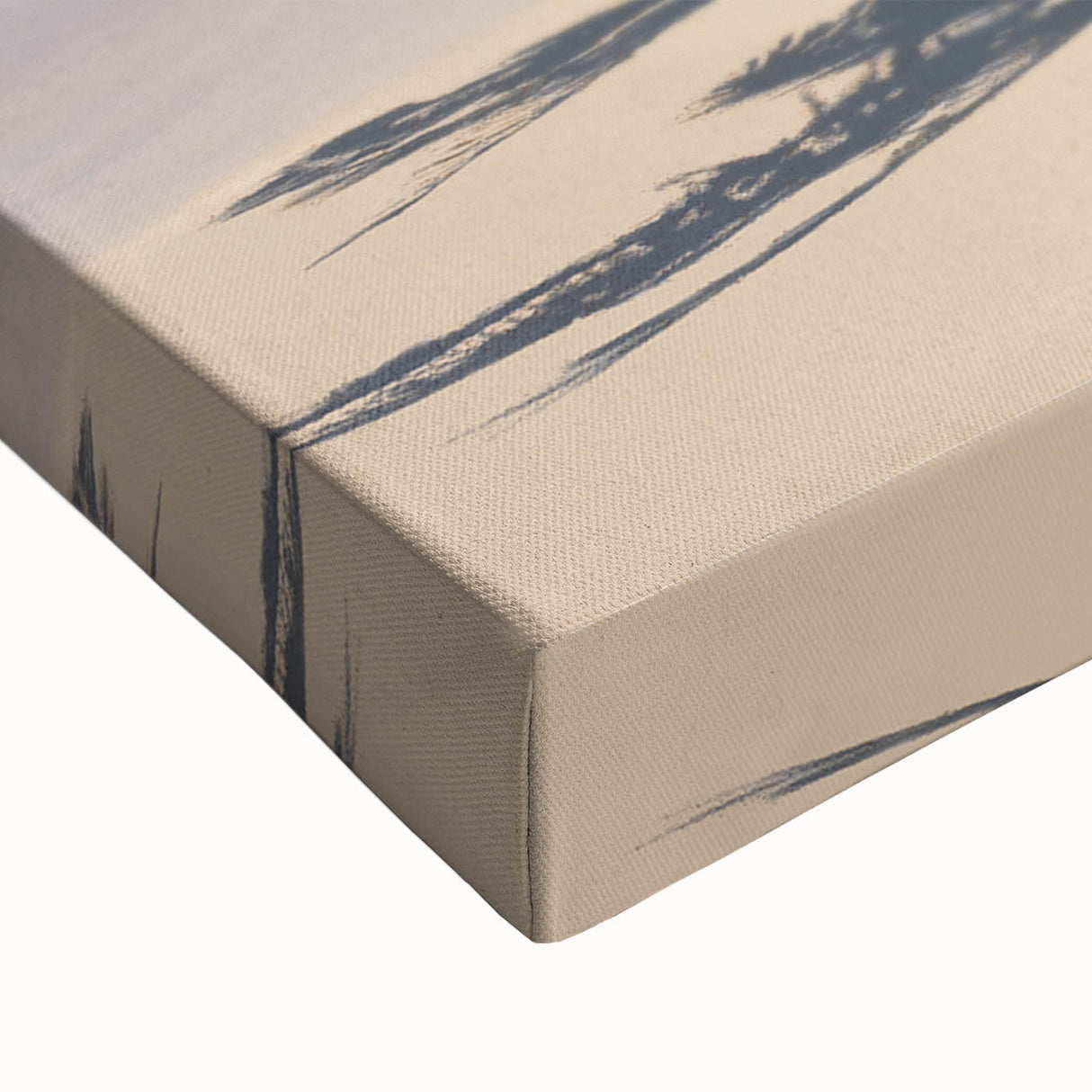 Large art depicting a black and white landscape painting of Fiji on stretched canvas, ideal for bedroom wall decor.