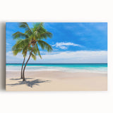 Black and white stretched canvas featuring a panoramic view of a Fijian beach, ideal for kitchen wall art.