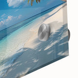 Large abstract wall art of Bora Bora's oceanic view in mid-century modernist style on acrylic glass.