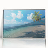 Art deco poster of Bora Bora landscape in acrylic with white frame, ideal for modern art wall decor.