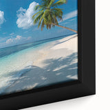 Framed canvas depicting a black textured art scene of Bora Bora with vibrant ocean and sky colors.