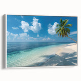 Vintage poster art of Bora Bora with vibrant colors on a framed canvas, ideal for living room decor.
