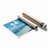 Extra large rolled print featuring a serene Bora Bora seascape with vivid blue and green tones.