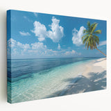 Side view of a stretched canvas featuring a serene Bora Bora landscape, ideal for kitchen wall art.