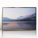 Large art print of Canterbury, New Zealand scenery in mid-century modernist style, framed in gold acrylic.