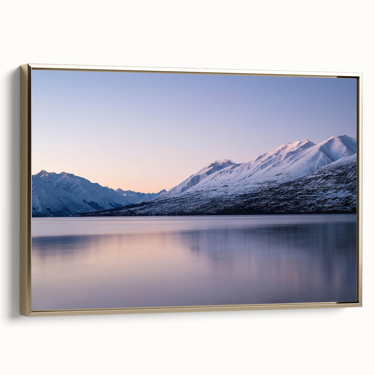 Framed canvas of a vintage-style New Zealand landscape in black and gold tones, ideal for bedroom decor.