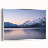 Vintage poster art of Canterbury, New Zealand scenery on framed canvas, with vibrant color palette.