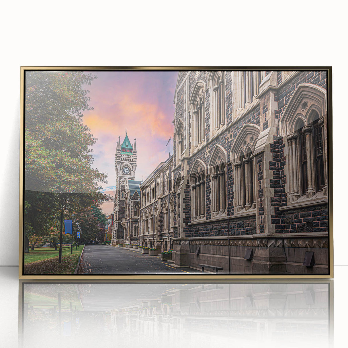 Framed acrylic print of Otago, New Zealand scenery in muted earth tones, ideal for modern art wall decor.