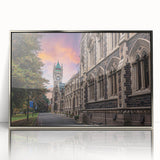 Mid-century modernist art of Otago, New Zealand scenery on a silver-framed acrylic print, featuring muted earth tones.