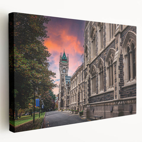 Panoramic view of Otago, New Zealand on a stretched canvas, featuring muted earth tones, ideal for kitchen wall art.