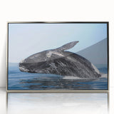 Mid-century modernist art of an Argentine landscape in muted earth tones on a silver-framed acrylic print.