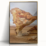 Mid-century modernist style large art print of a Bolivian landscape on a framed acrylic, featuring earthy tones.