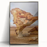 Mid-century modernist art depicting a Bolivian landscape in acrylic, framed in silver, ideal for modern art wall decor.