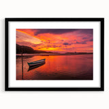 Colorful abstract art print of a Brazilian landscape in vibrant hues, textured on a large framed canvas.