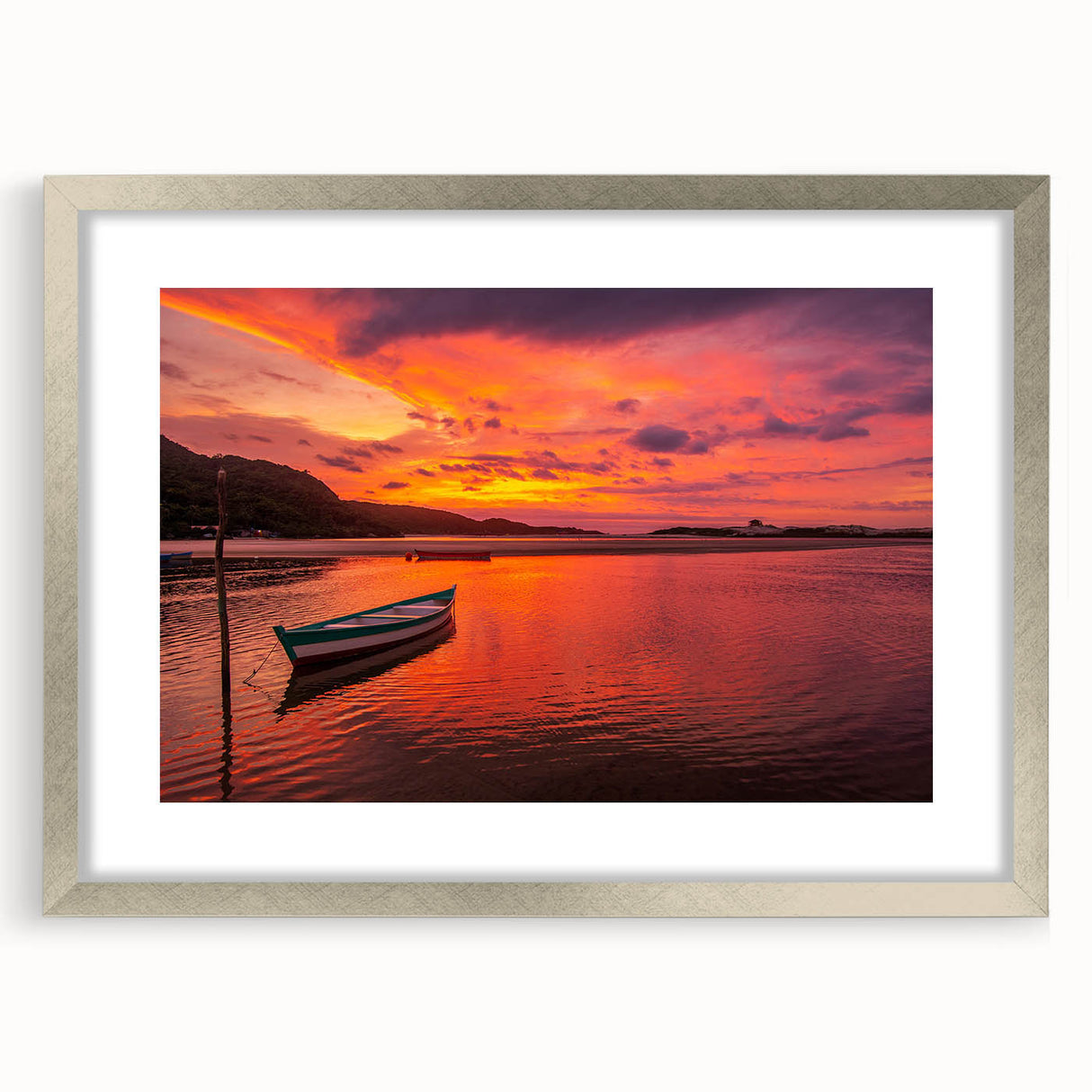 Textured abstract art print of a Brazilian landscape in muted earth tones on a framed canvas, suitable for bedroom decor.