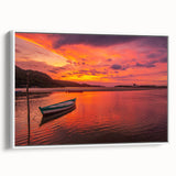 Vintage poster art of a Brazilian landscape on framed canvas, featuring vibrant colors, ideal for living room decor.