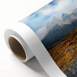 Art Deco poster of a Chilean landscape in muted earth tones on rolled canvas, ideal for nursery wall art.