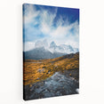 Stretched canvas print of a serene Chilean landscape in muted earth tones, ideal for kitchen wall art.