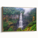 Framed canvas depicting a vintage-style Colombian landscape in black and gold tones, ideal for bedroom wall art.