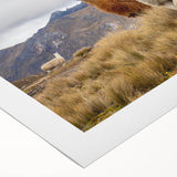 Art deco poster of a South American landscape in vibrant greens and blues on rolled canvas, suitable for dining room decor.