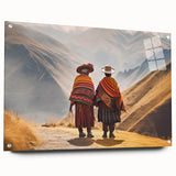 Acrylic print of a large abstract depiction of a South American scenery, in vibrant earth tones, ideal for dining room decor.