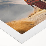 Art deco poster featuring a stylized South American scenery, in muted earth tones on rolled canvas.