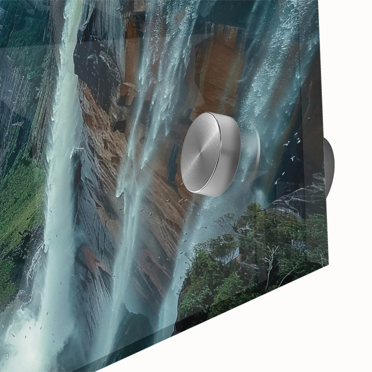Large abstract wall art depicting a South American Venezuelan scenery in muted earth tones on acrylic glass.