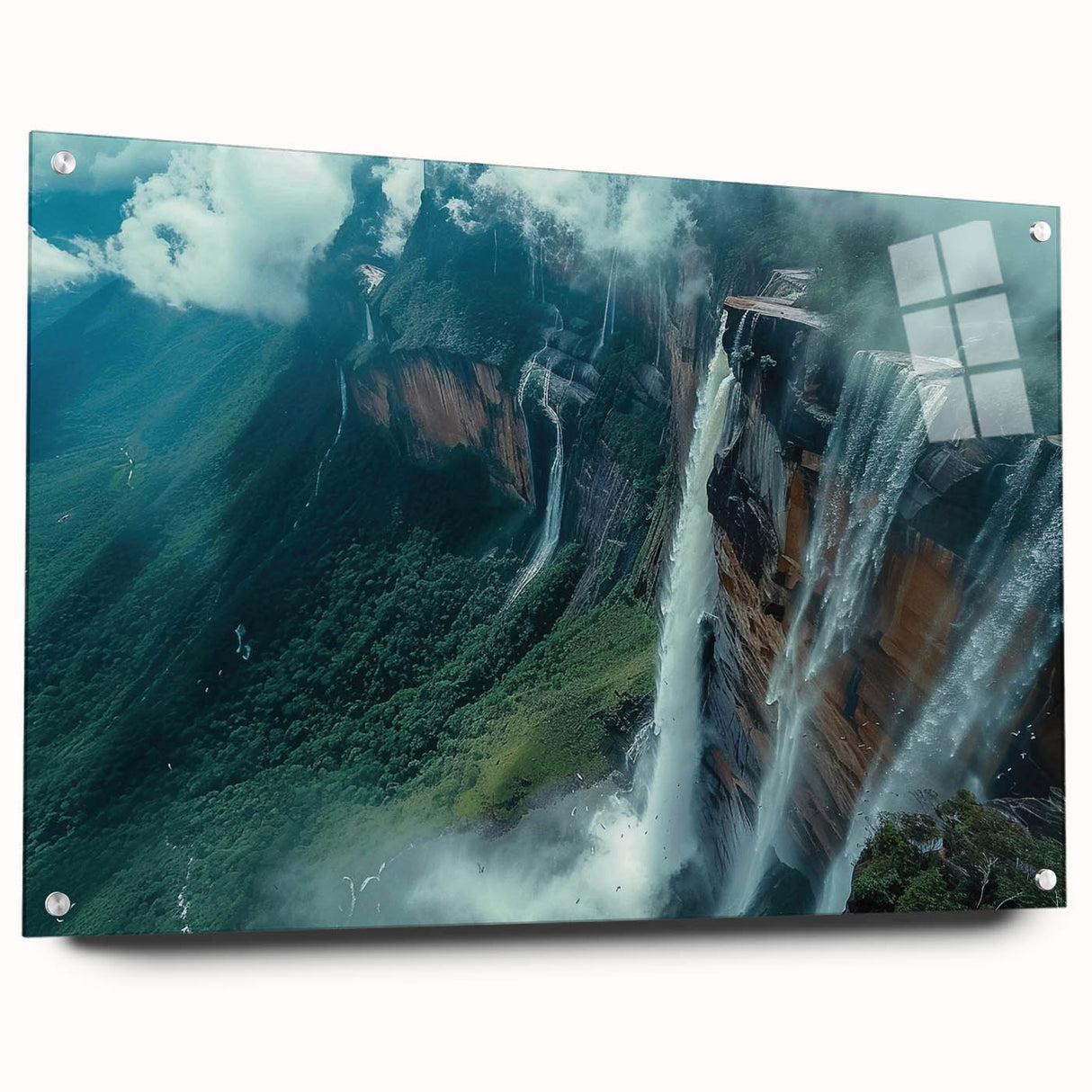 Acrylic print of a large abstract depiction of a Venezuelan landscape in earthy tones.