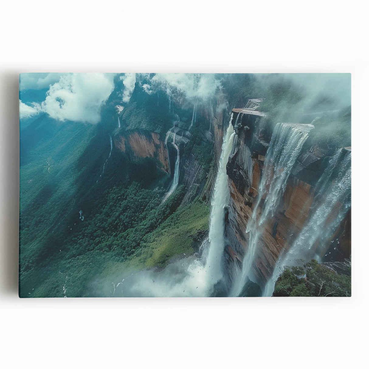 Black and white stretched canvas of a Venezuelan landscape, ideal for kitchen art with large format.