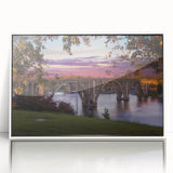 Acrylic print of Alabama scenery in art deco style with soft pastel shades, ideal for nursery wall art.
