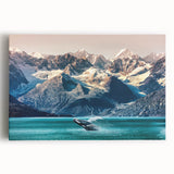 Black and white photo of Alaskan landscape on large stretched canvas, ideal for kitchen wall art.