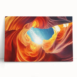 Black and white photograph of Antelope Canyon on stretched canvas, suitable as kitchen wall art or for a bedroom.