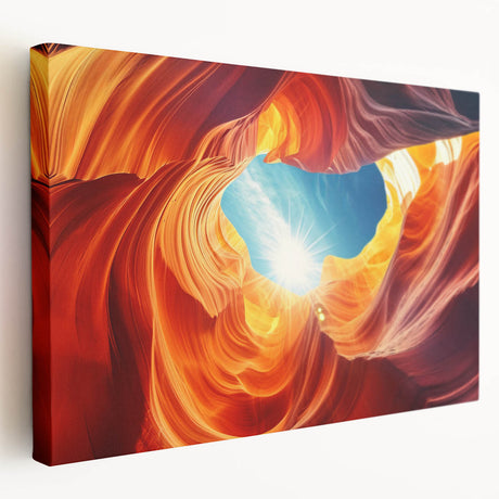 Landscape of Antelope Canyon in Arizona on a large stretched canvas, featuring warm earth tones, ideal for kitchen wall art.