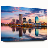 Acrylic print of a large abstract depiction of Arkansas scenery in muted earth tones.