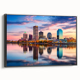 Black and white framed canvas of Arkansas landscape, featuring vintage poster art style, ideal for bedroom wall decor.