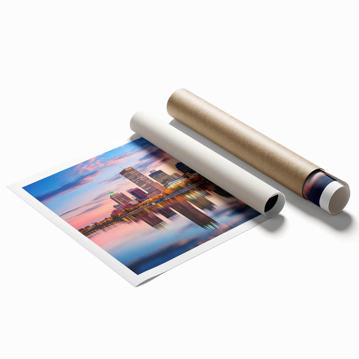 Extra large rolled print of Arkansas scenery with vibrant floral elements, ideal for classy bathroom wall art.